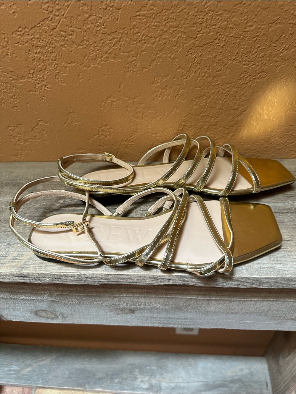 J.Crew New Cappy Strap Gold Sandals 9.5 NWOT - Picture 5 of 12